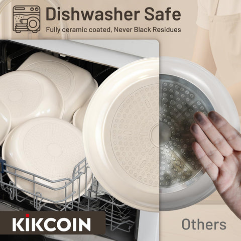 Kikcoin 10-inch nonstick frying pan heats evenly for quick meals.