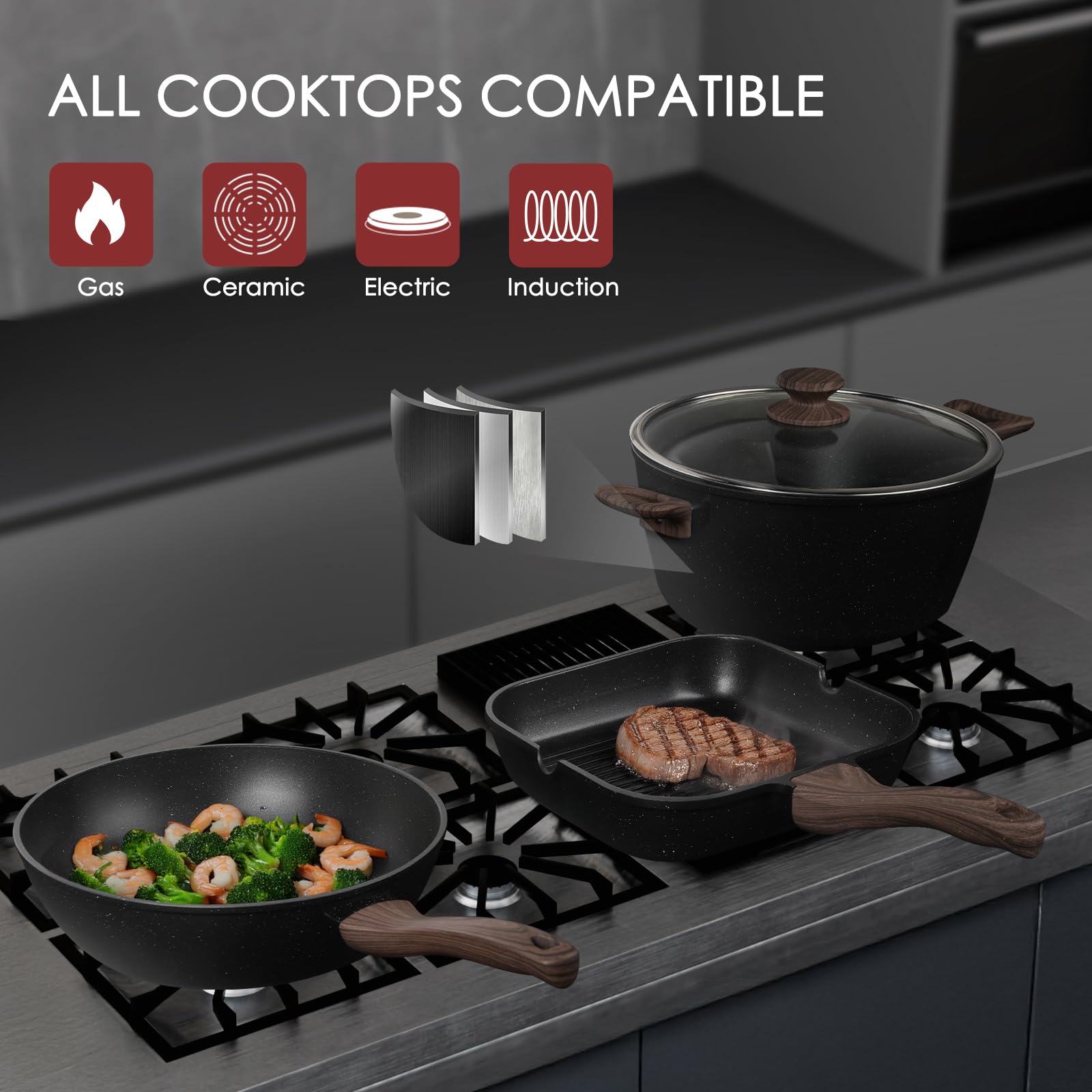 Kikcoin 11-inch sauté pan with lid delivers even heat and moisture retention