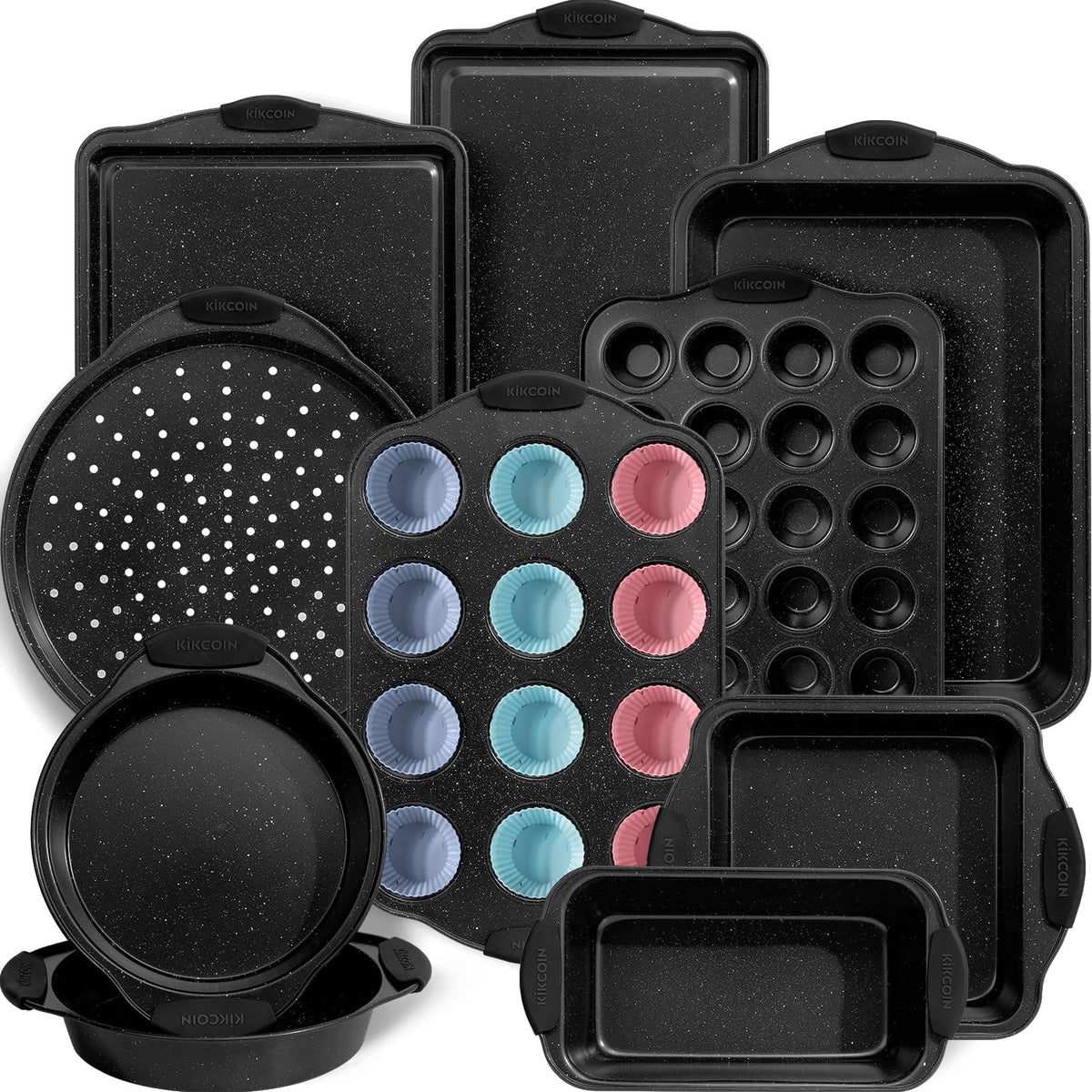 Kikcoin 22-piece nonstick bakeware set large roaster pan for roasting vegetables and meats