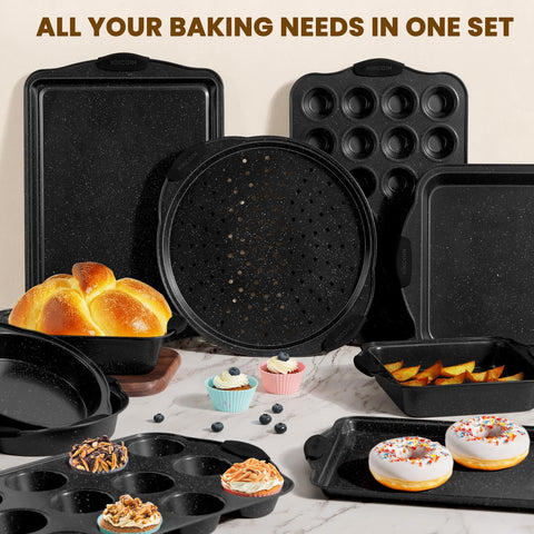 Kikcoin 22-piece nonstick bakeware set pizza pan bake pizzas with even heat distribution