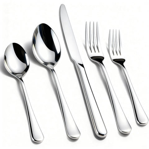 Kikcoin 40-pack silverware set with balanced weight for comfortable dining