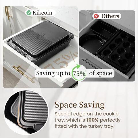 Kikcoin 450°F oven-safe cookie sheets deliver even baking and durability.