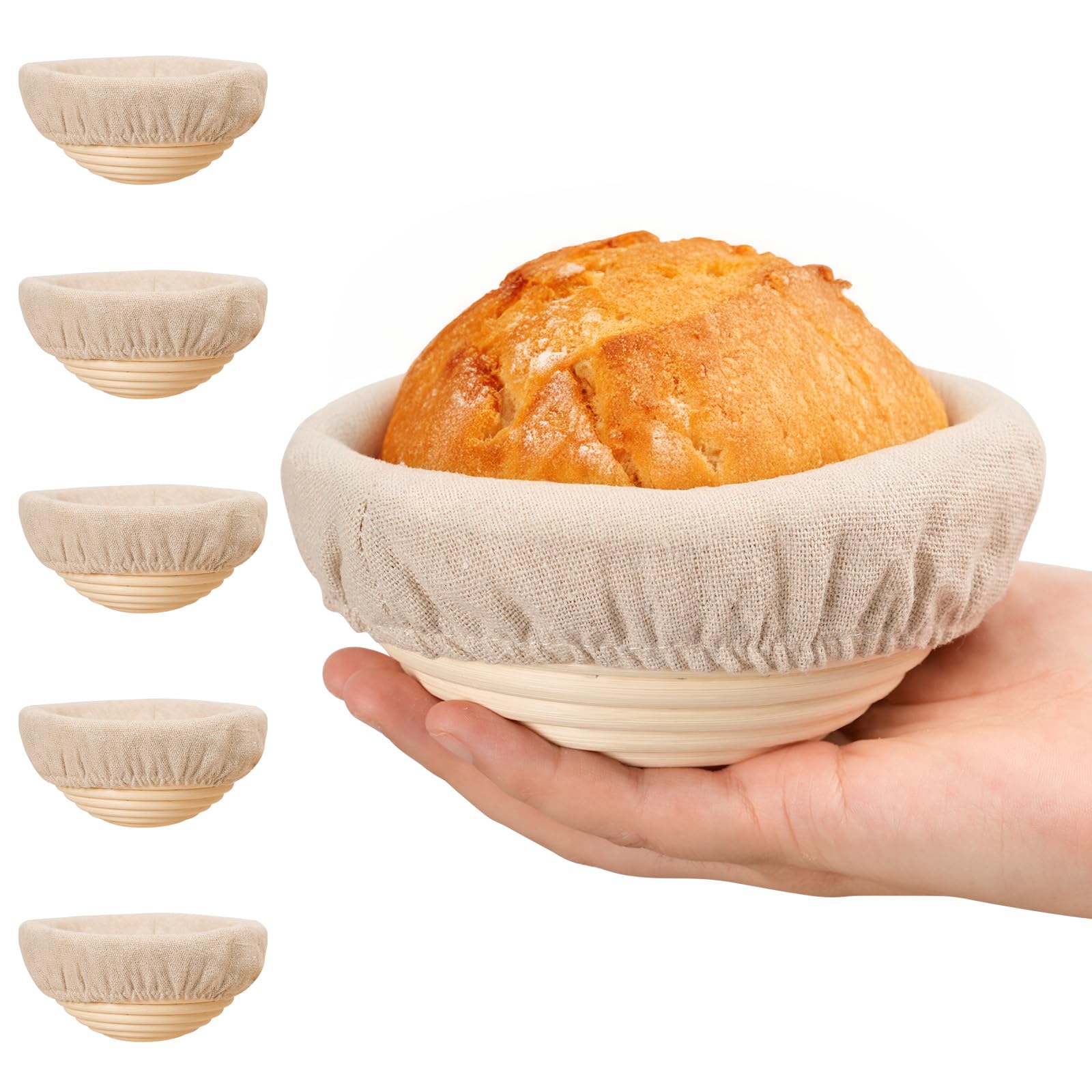 Kikcoin 5-inch banneton set for compact sourdough proofing in small batches.