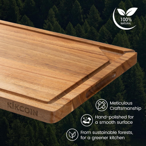 Kikcoin Acacia cutting board gift-ready packaging for gifting