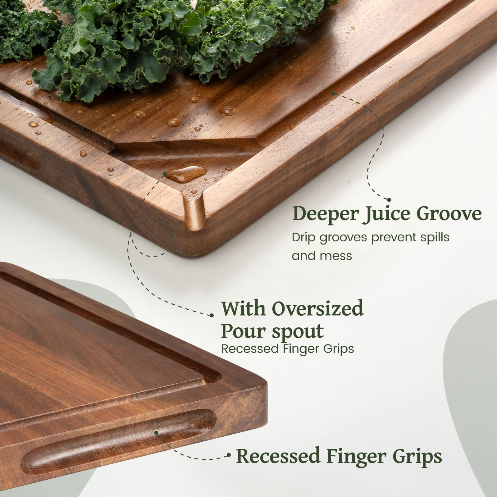 Kikcoin Acacia cutting board serving platter for cheeses and charcuterie