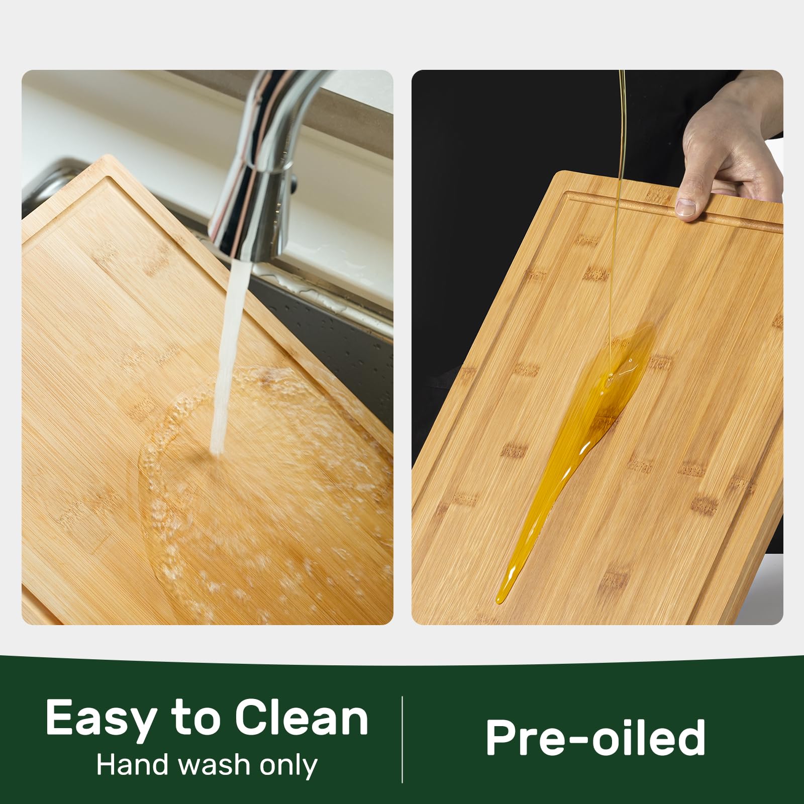 Kikcoin bamboo cutting board knife-friendly surface that resists dulling