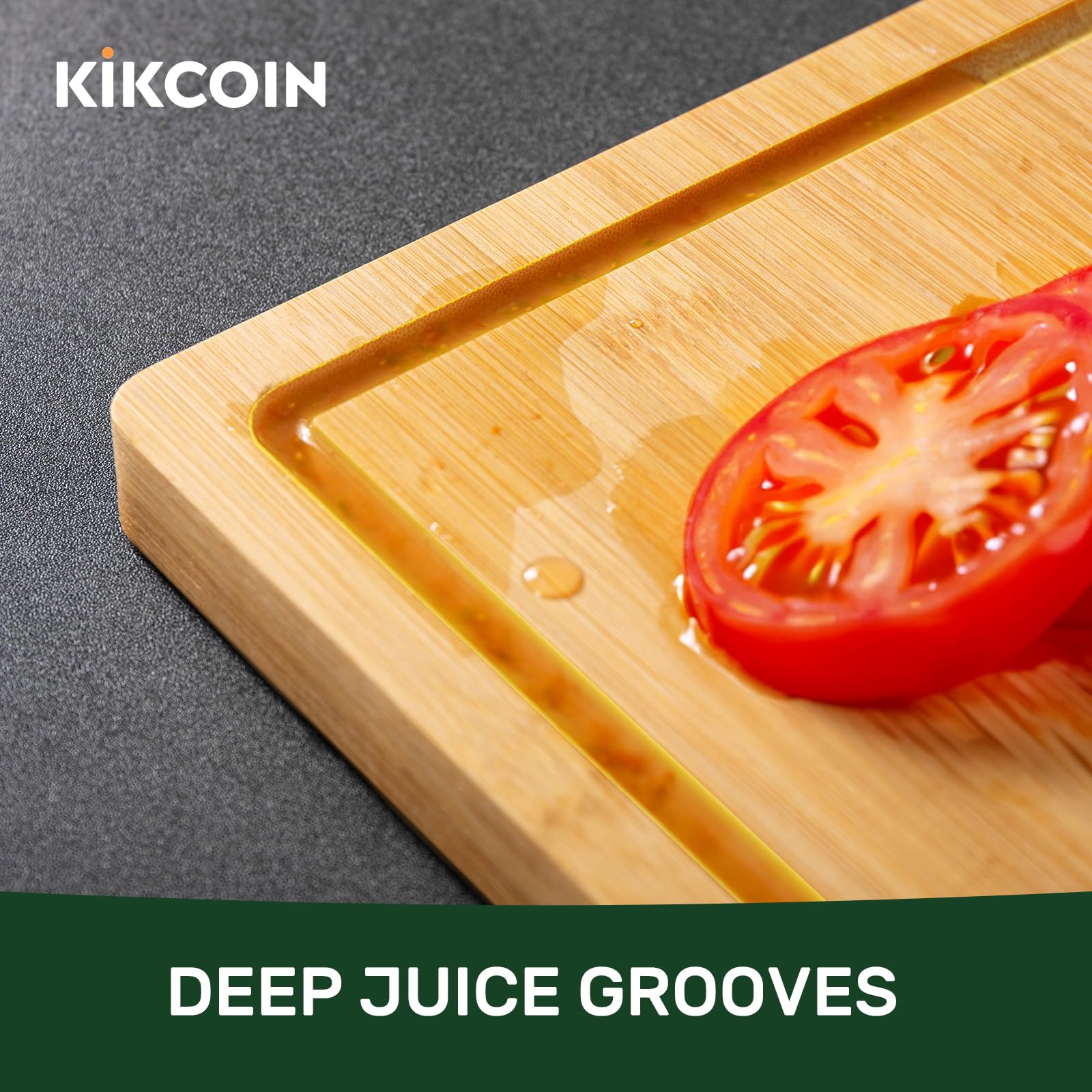 Kikcoin bamboo board knife friendly surface preserves blade sharpness
