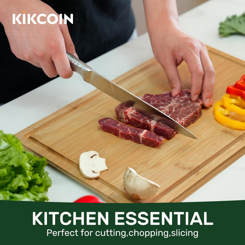 Kikcoin bamboo cutting board reversible surface for raw and cooked prep
