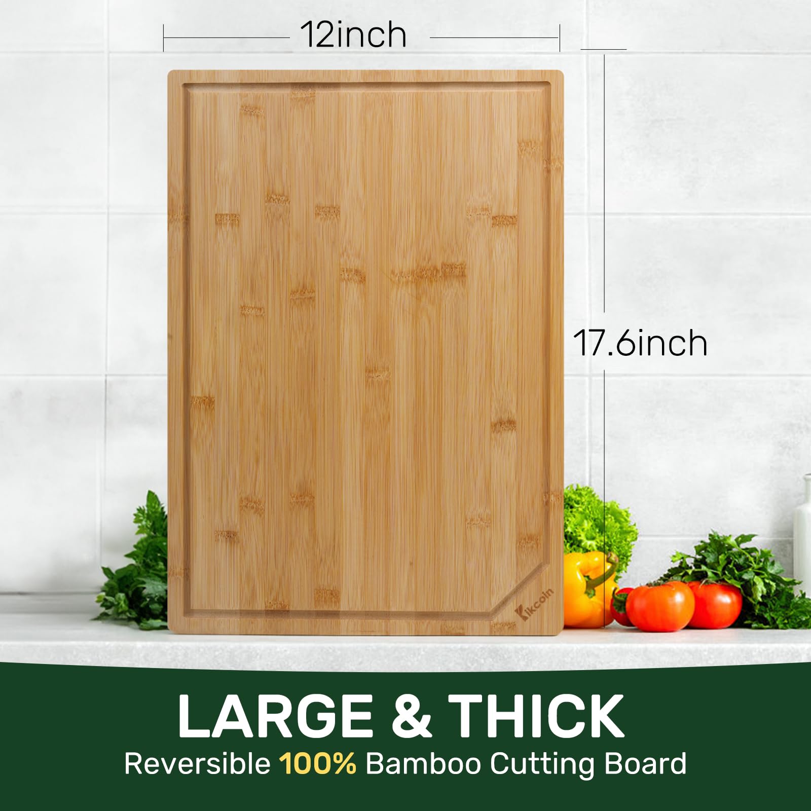 Kikcoin bamboo cutting board versatile serving board option