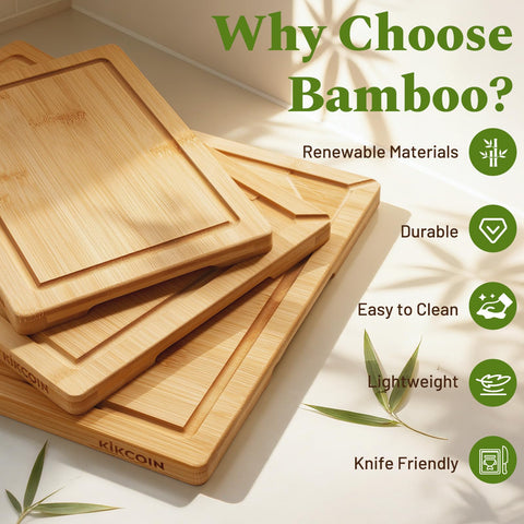 Kikcoin bamboo cutting board stand for vertical drying and storage.