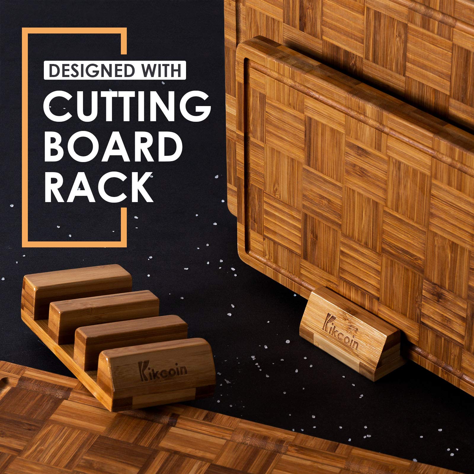 Kikcoin bamboo cutting boards feature deep juice grooves to catch liquids.