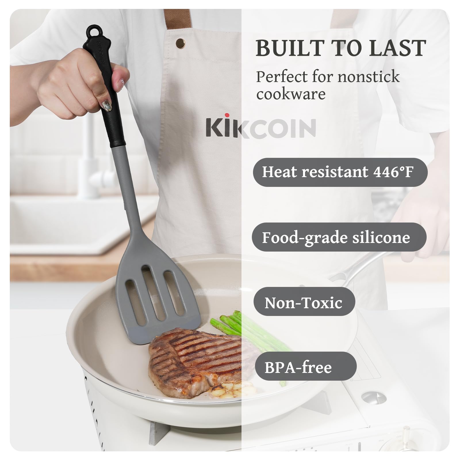 Kikcoin BPA-free silicone ensures safe cooking and easy cleaning