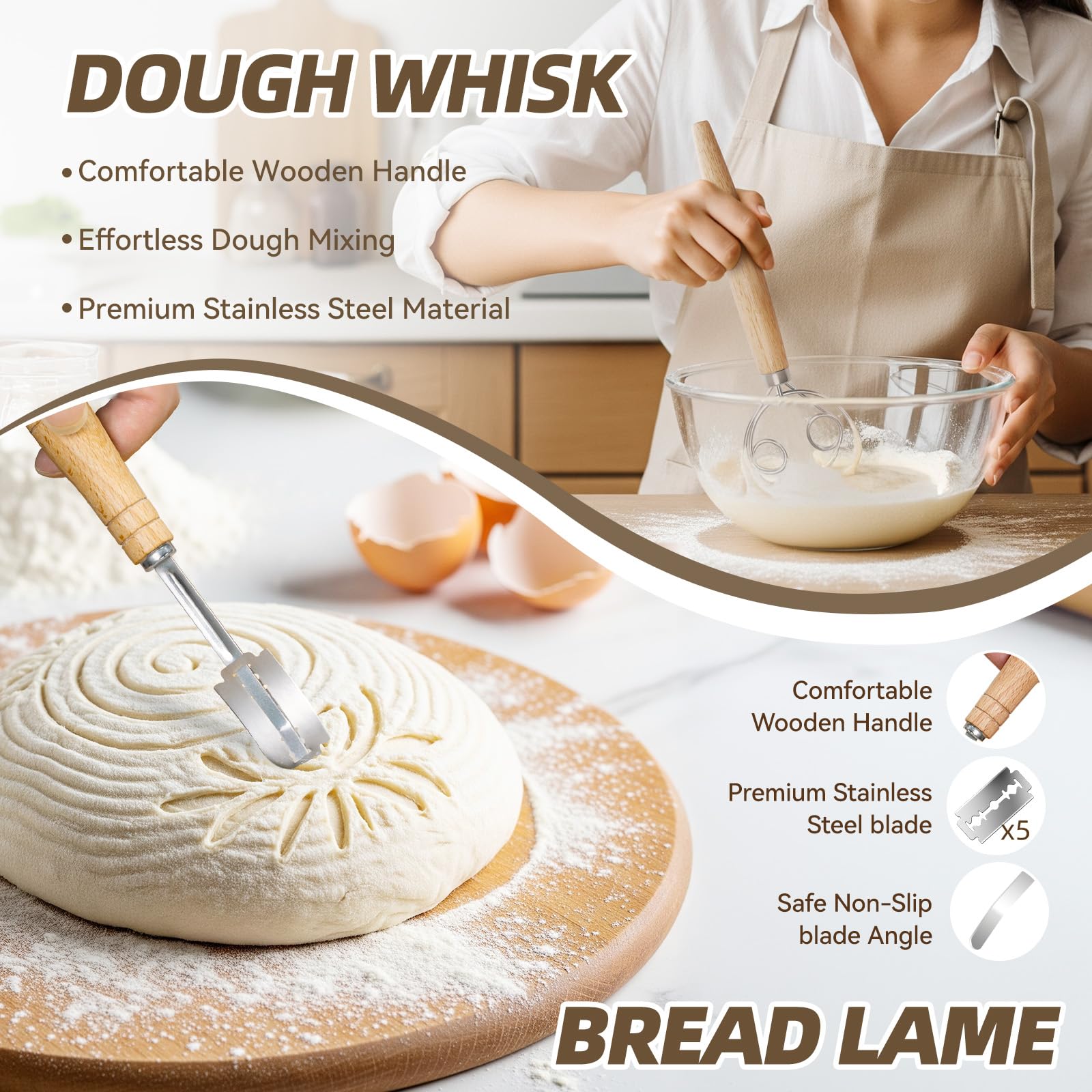 Kikcoin bread lame with five blades for precise scoring
