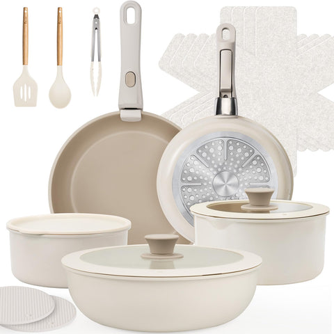 Kikcoin ceramic 7in saucepan with nonstick surface for easy cleanup