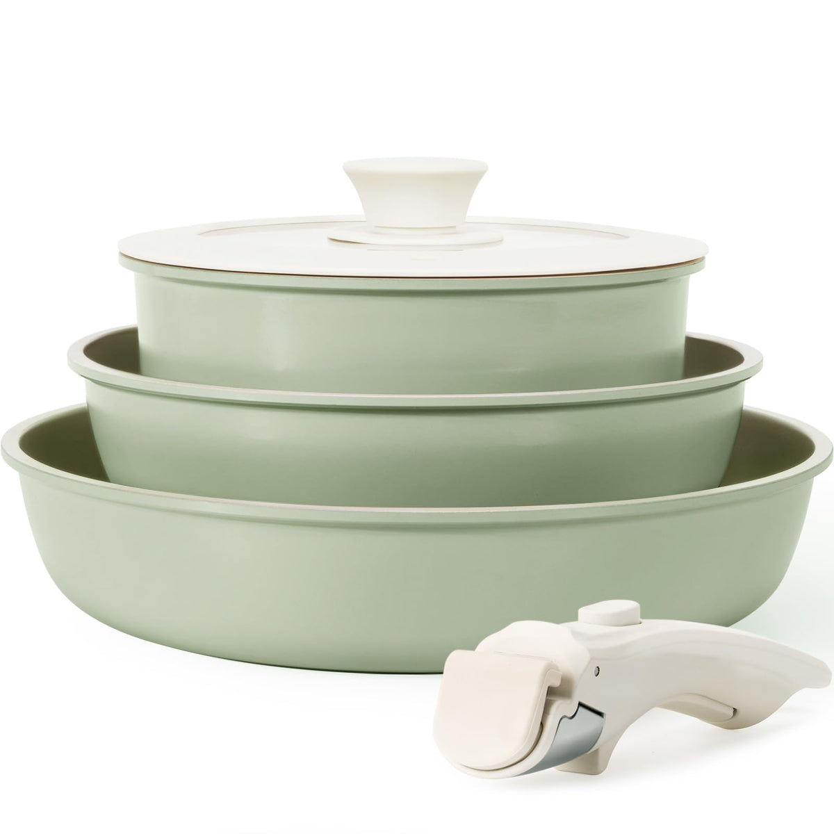 Kikcoin ceramic nonstick pots and pans on stove for quick meals