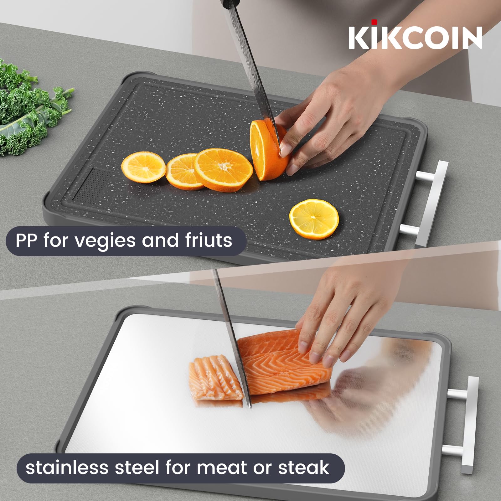 Kikcoin cutting board is easy to clean and dishwasher-safe for busy kitchens.
