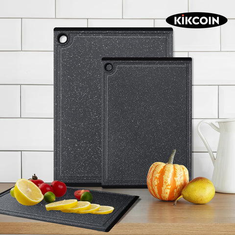 Kikcoin dishwasher-safe cutting boards simplify cleanup after meals.
