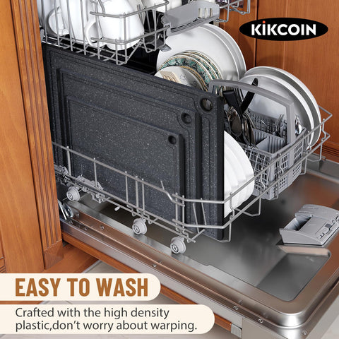 Kikcoin board with juice groove catches liquids for cleaner prep.