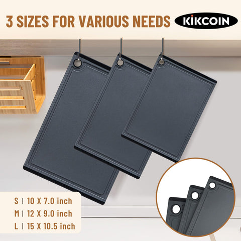 Kikcoin large cutting board surface with textured non-slip finish for stable slicing.