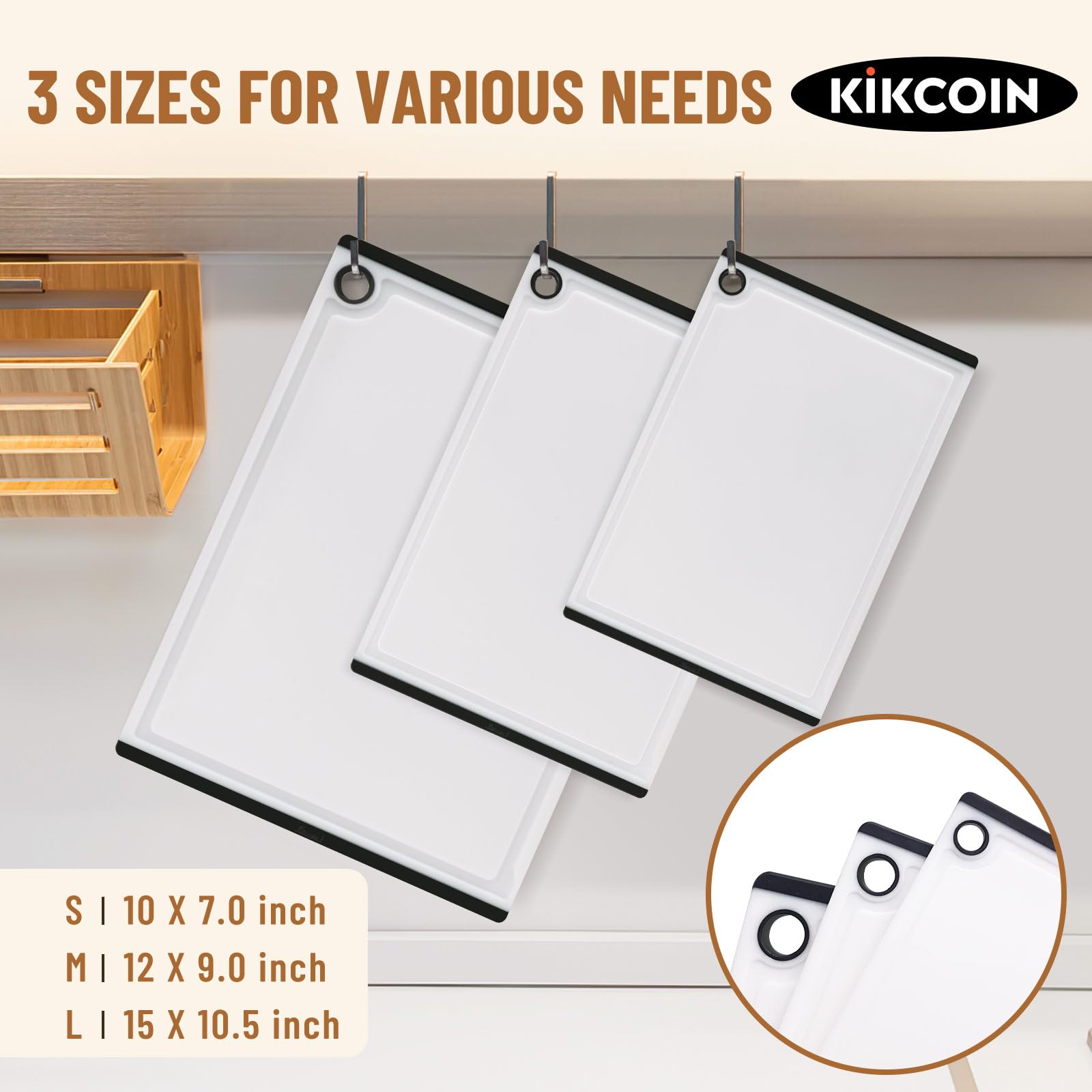 Kikcoin medium cutting board 12x9 is ideal for vegetables and herbs.