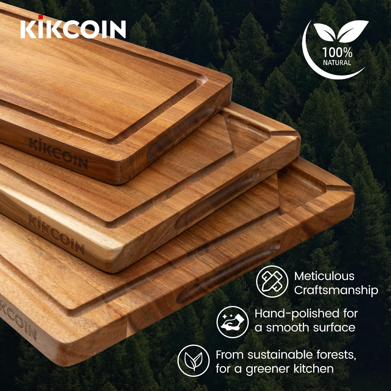 Kikcoin cutting board with handle for easy carrying and serving