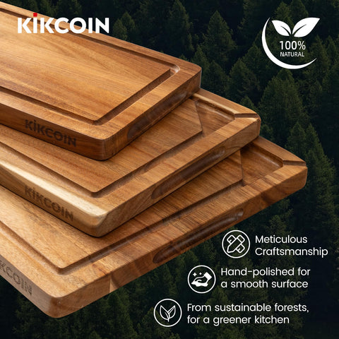 Kikcoin cutting board with handle for easy carrying and serving