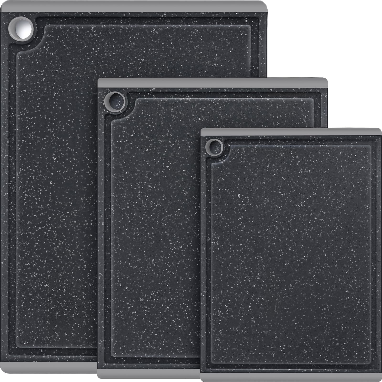Kikcoin 3-piece cutting boards set shown together for versatile kitchen prep