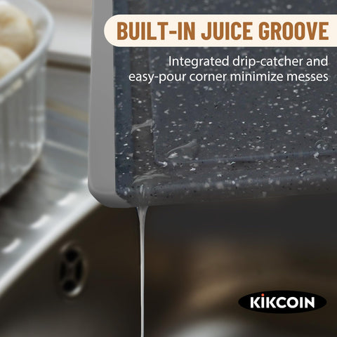 Kikcoin medium cutting board features non-slip texture for precise veggie prep