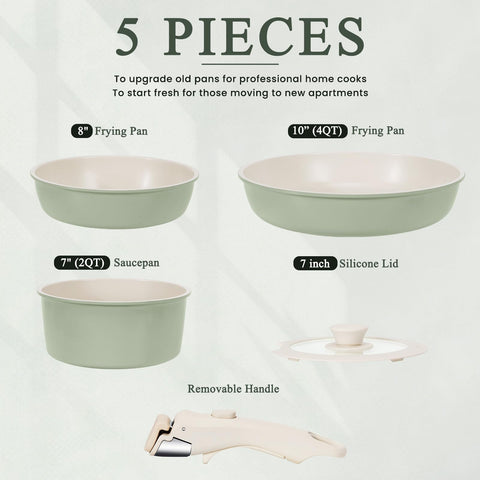 Kikcoin detachable handle cookware shows easy storage and RV-friendly design