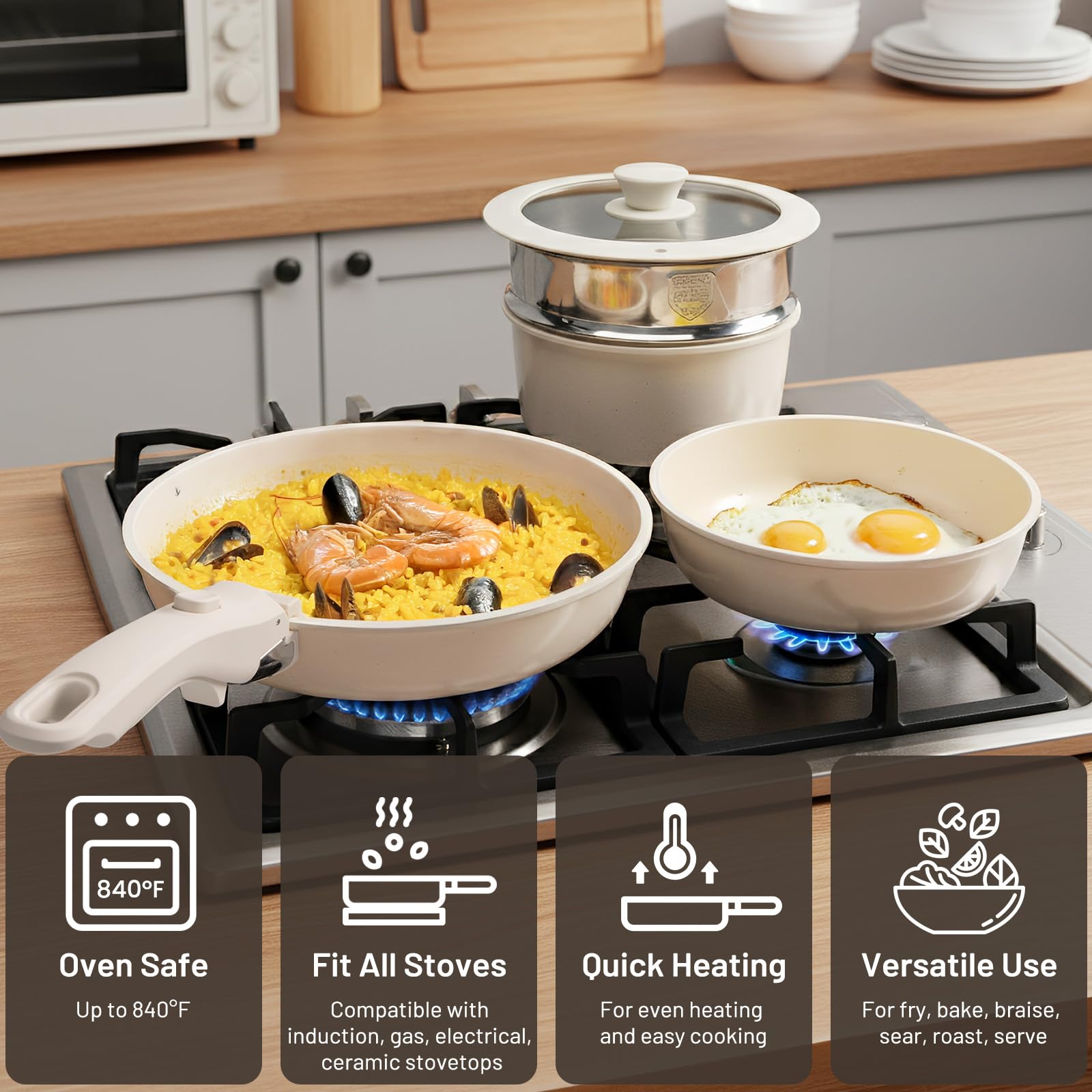 Kikcoin dishwasher-safe and oven-safe up to 840°F for easy cleanup.