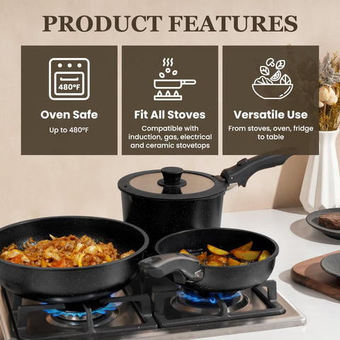 KIKCOIN egg pan and multiple sizes support diverse meal prep.