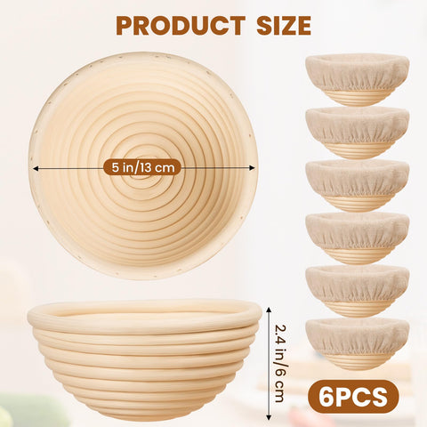 Kikcoin hand-woven rattan baskets with circular pattern for bread shaping.
