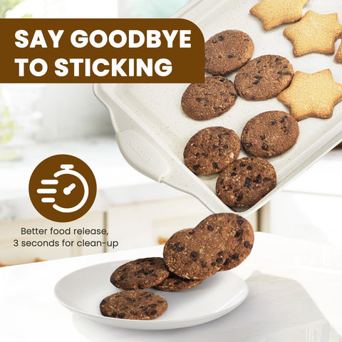 Kikcoin bakeware with heat-resistant silicone handles for safe handling.