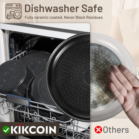 Kikcoin induction-compatible cookware heats evenly for reliable searing and simmering.