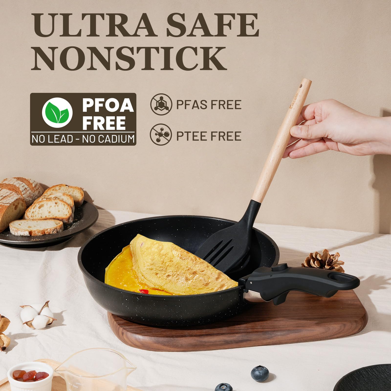 KIKCOIN induction-safe pots and pans in use, ensures even heating