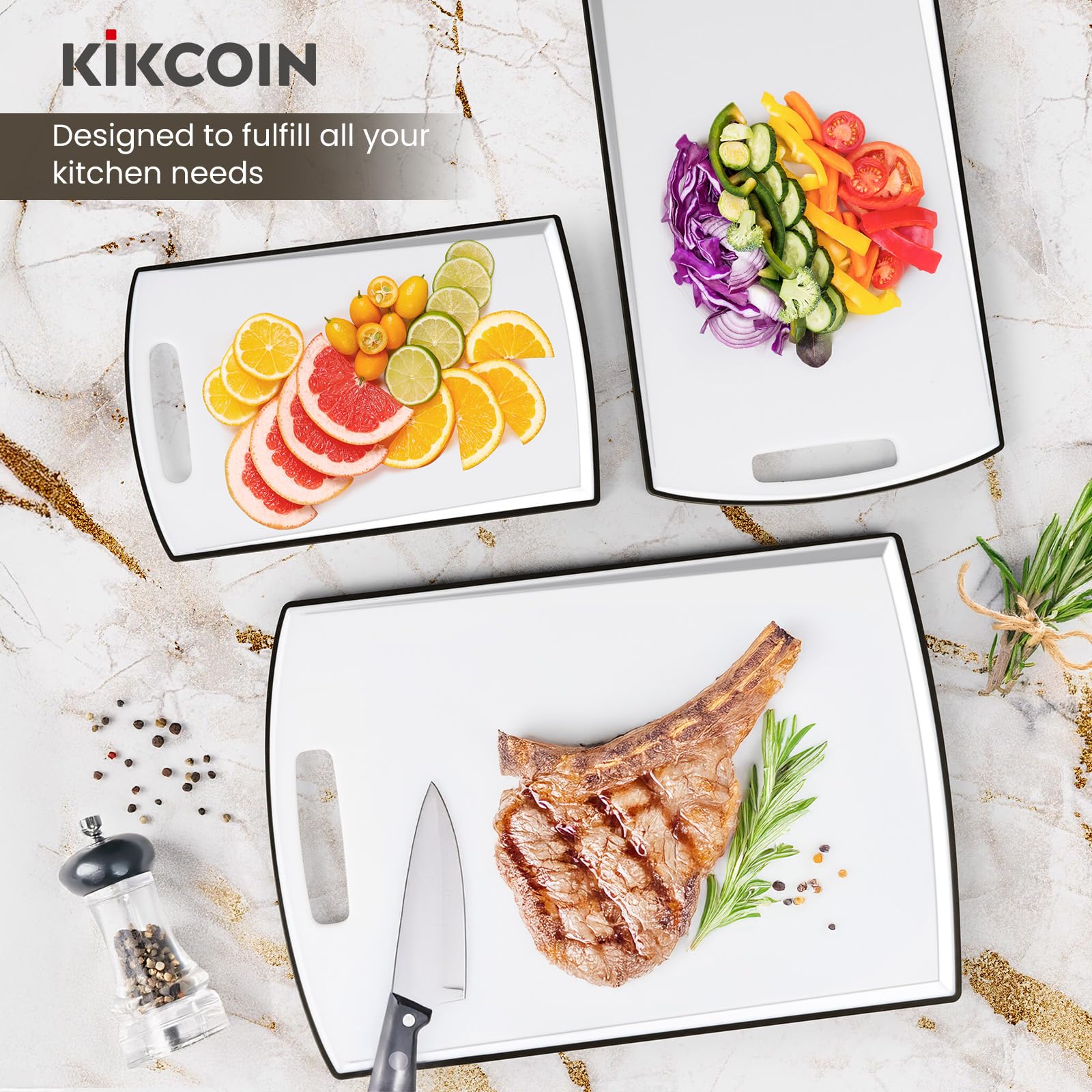 Kikcoin medium 11x7 board ideal for fruit prep and quick slicing.
