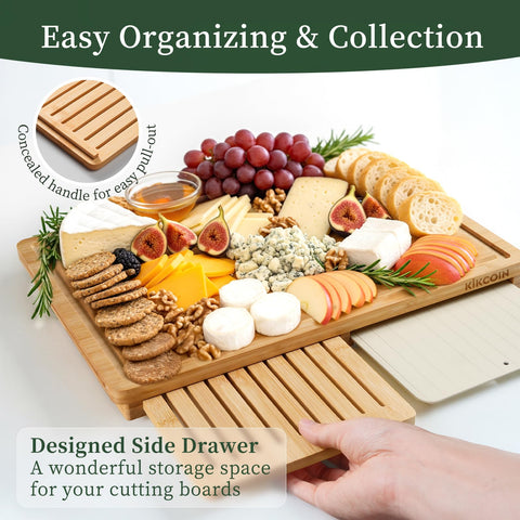 Kikcoin Built-in Organizer Drawer stores tray and bread board under the large board.