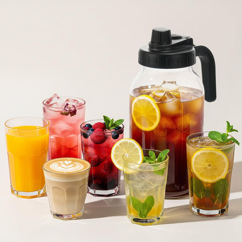 Kikcoin dishwasher-safe pitcher with included brush for quick cleaning.