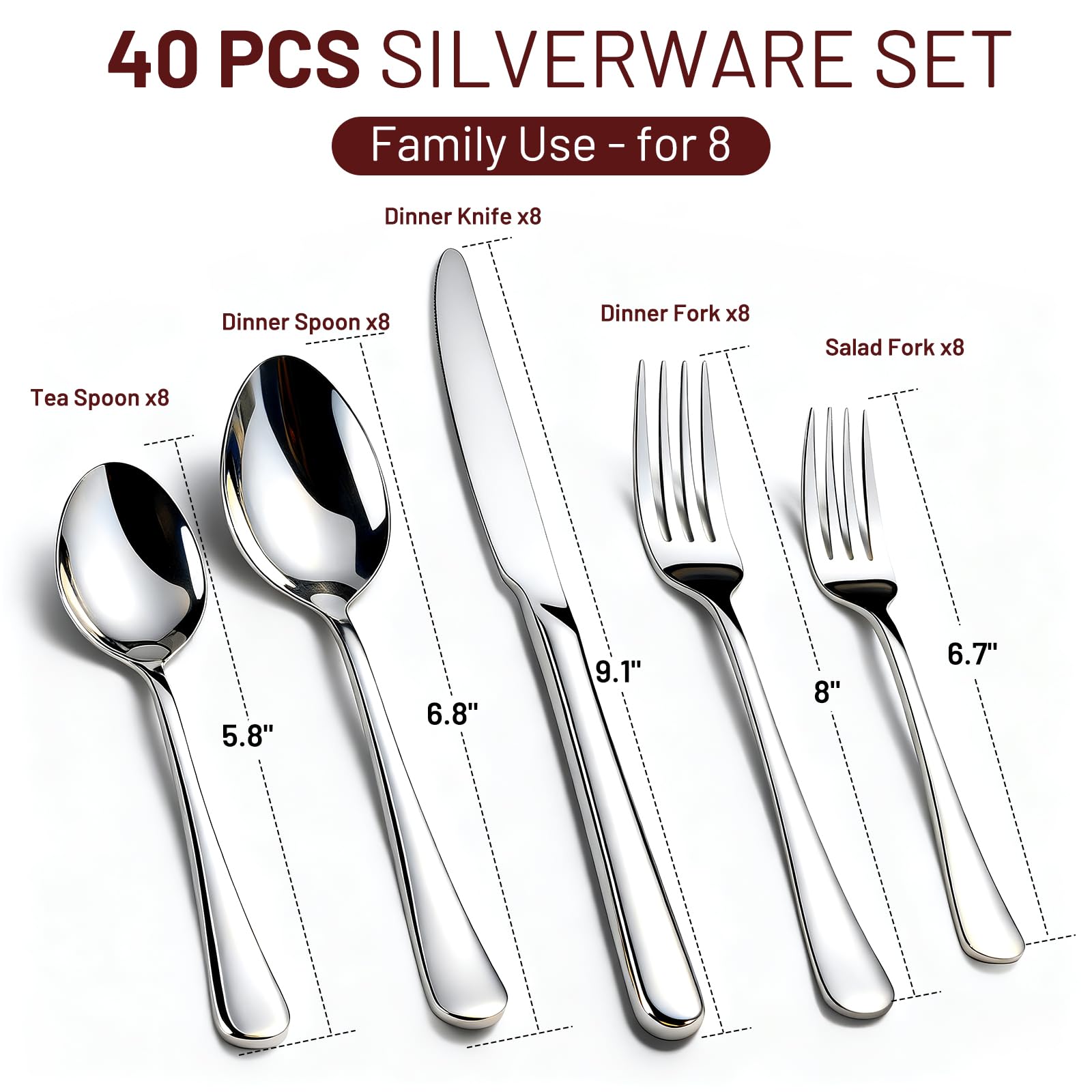 Kikcoin service-for-8 silverware in an elegant gift box for weddings or events