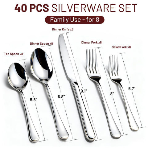 Kikcoin service-for-8 silverware in an elegant gift box for weddings or events