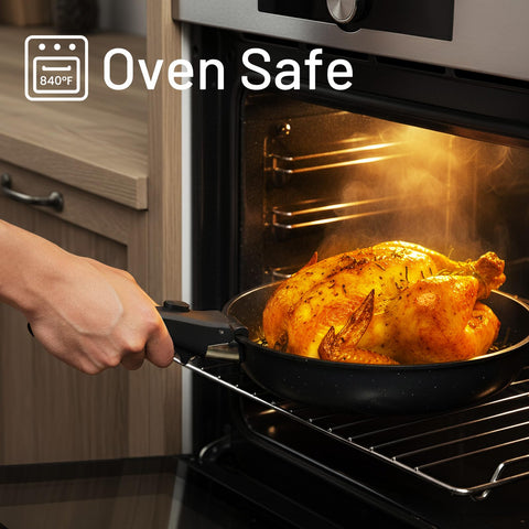 Kikcoin silicone utensils and protectors prevent scratches while cooking.