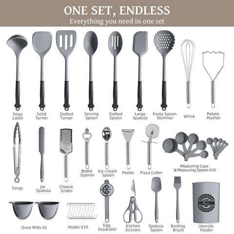 Kikcoin silicone utensils soft-touch design prevents scratches on cookware