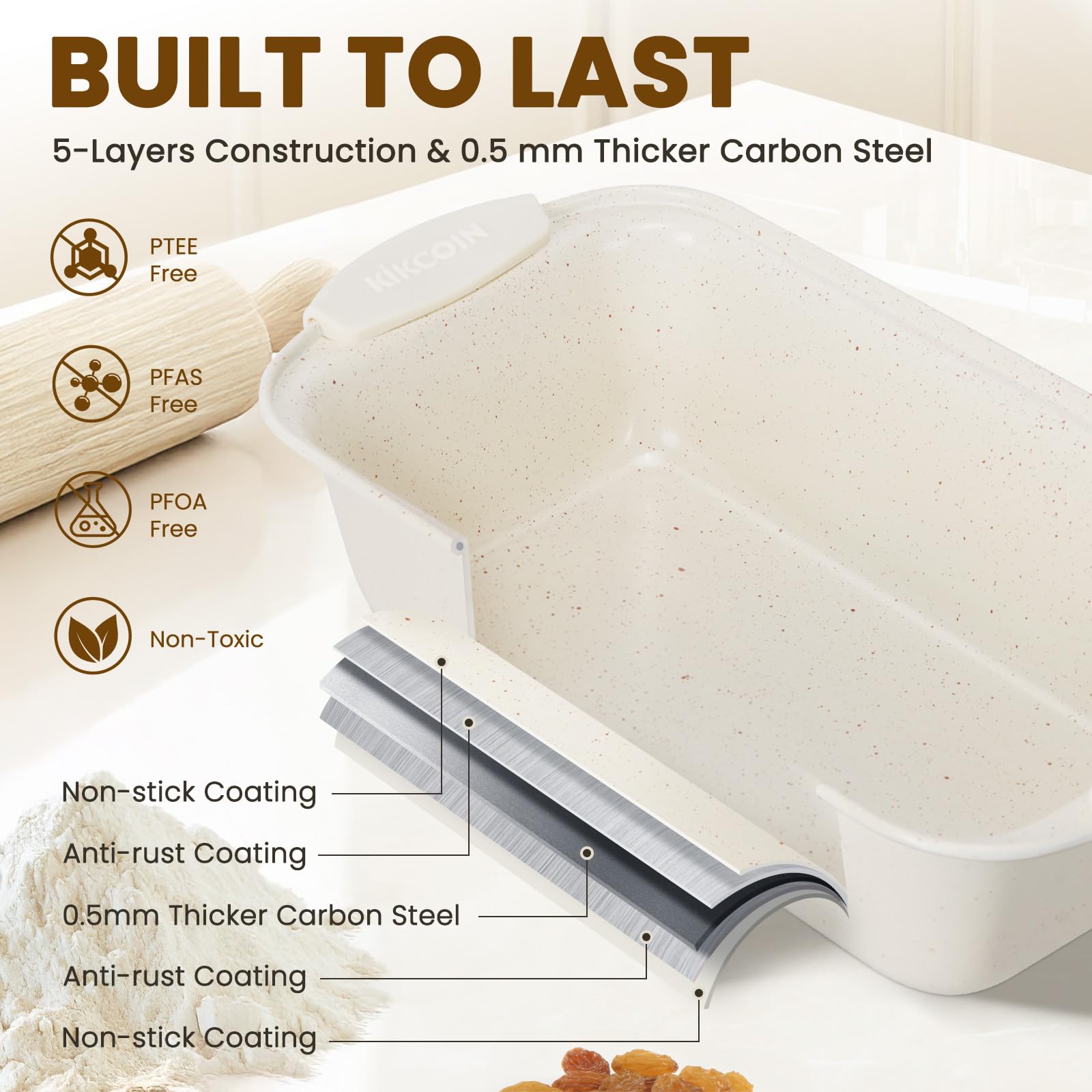 Kikcoin stackable bakeware storage demonstrating organized cabinets and space savings.