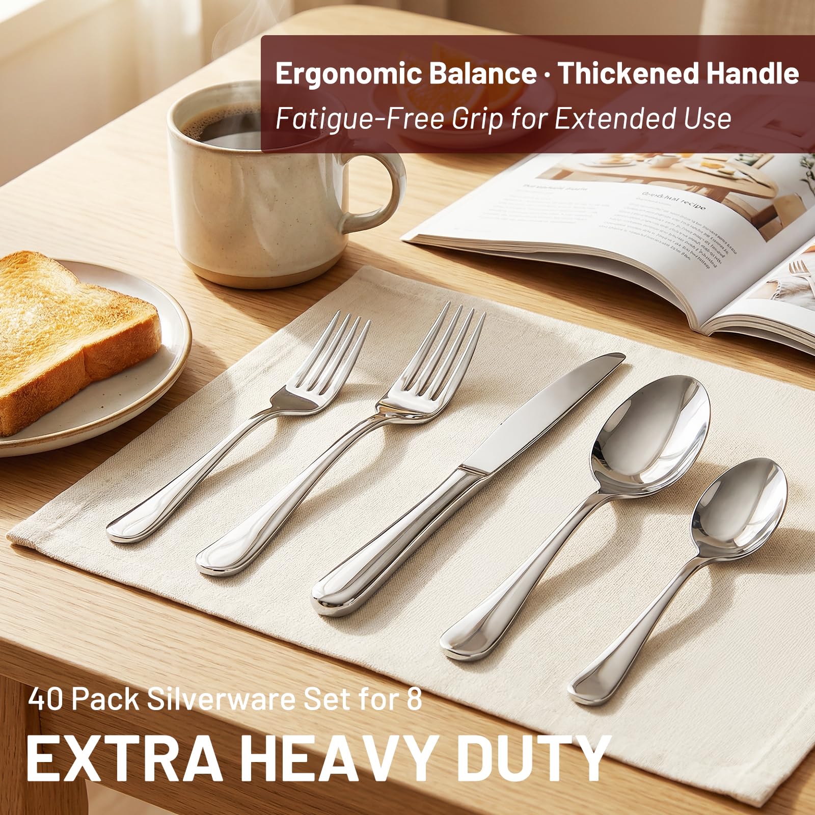 Kikcoin stainless steel dinner knives with durable construction for daily meals
