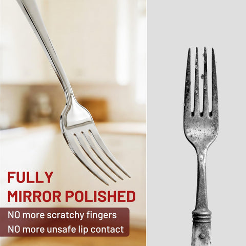 Kikcoin stainless steel salad forks designed for easy serving