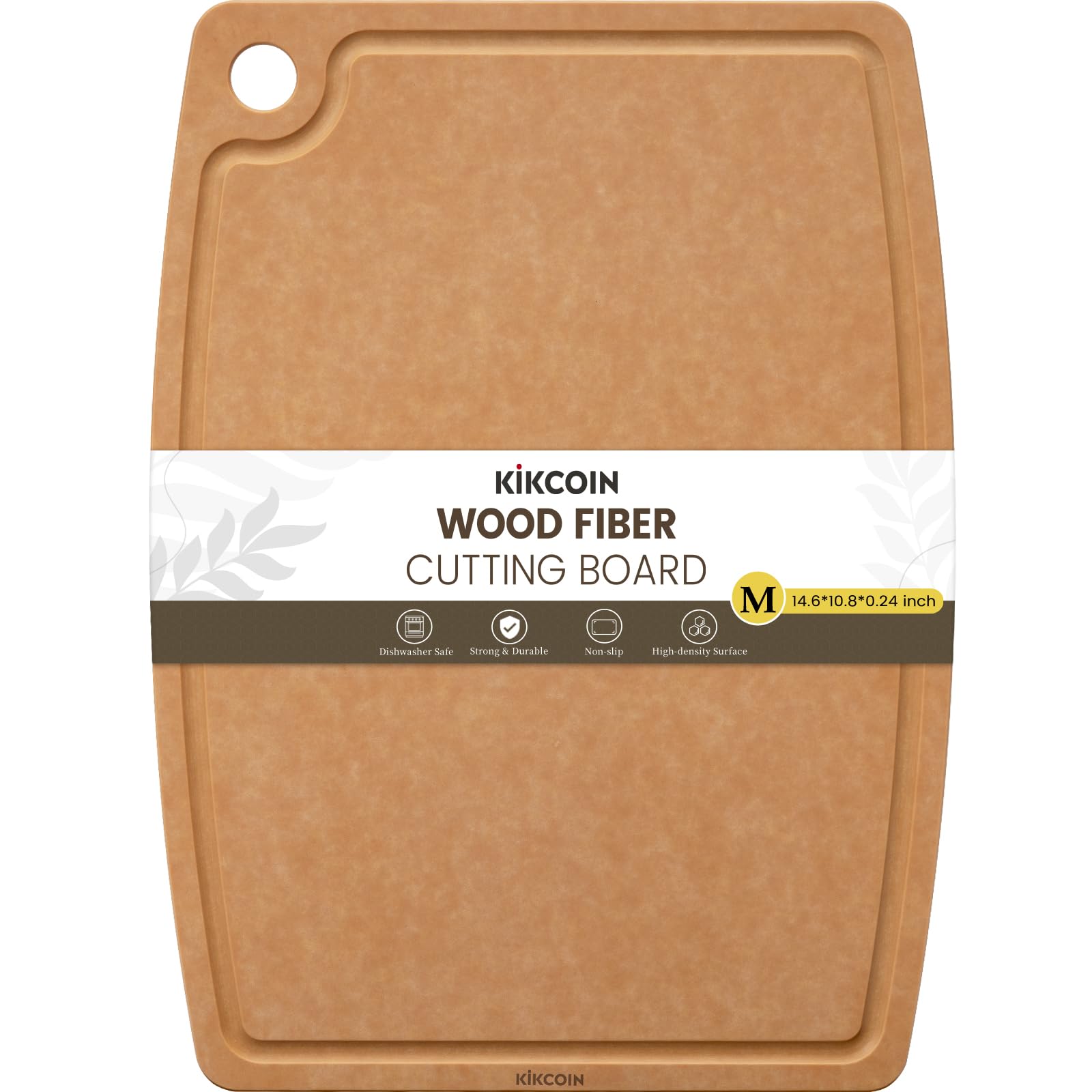 Kikcoin wood cutting board with juice groove keeps counters clean while you prep