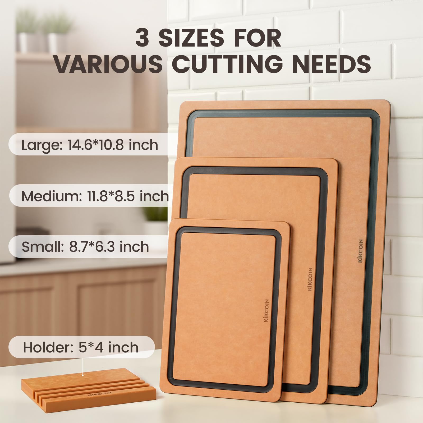 Kikcoin medium cutting board highlighting wood grain for efficient chopping