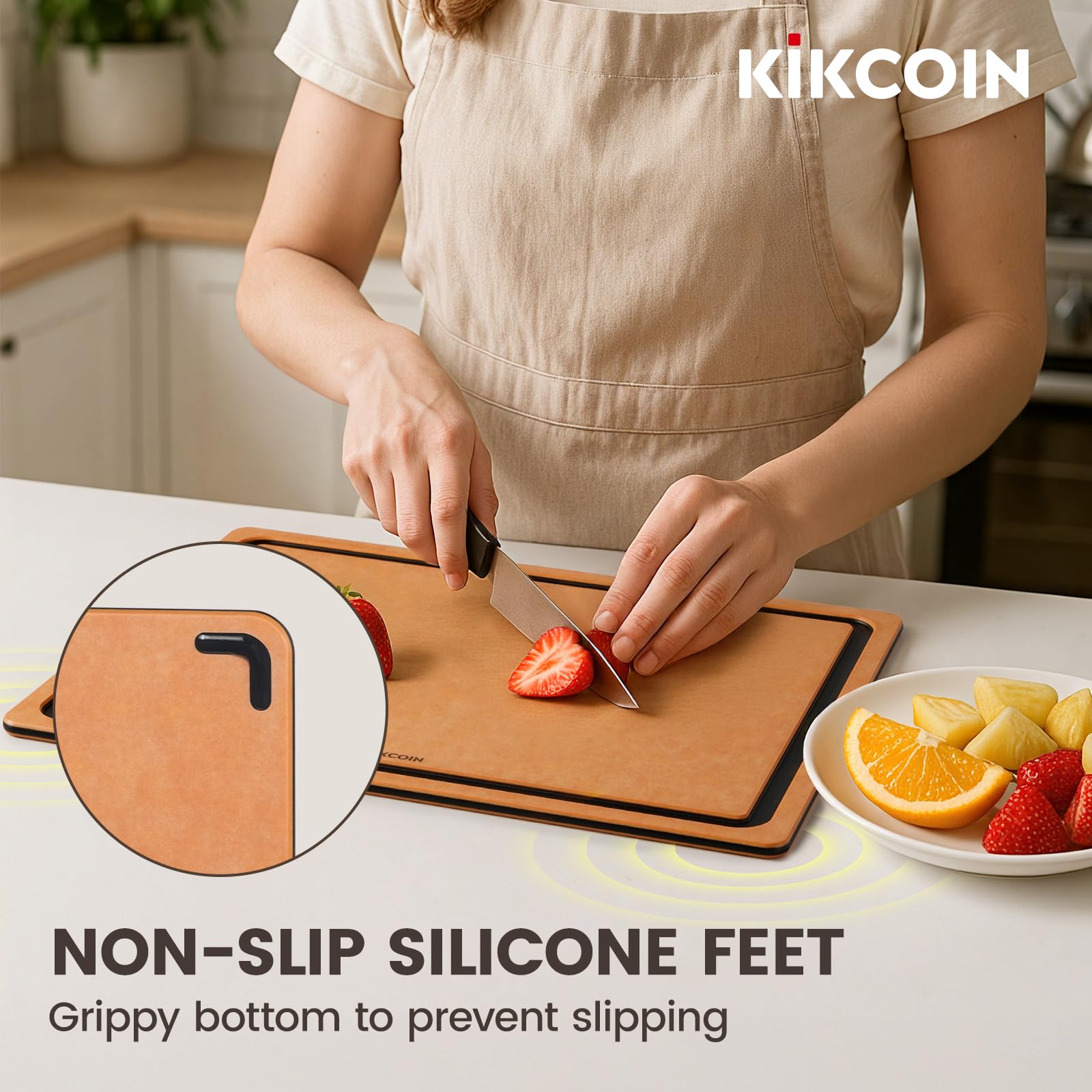 Kikcoin small cutting board ideal for fruits and herbs