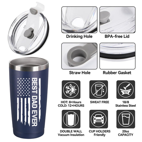 KIKERRO BPA-free stainless steel tumbler in navy ensures safe, durable use