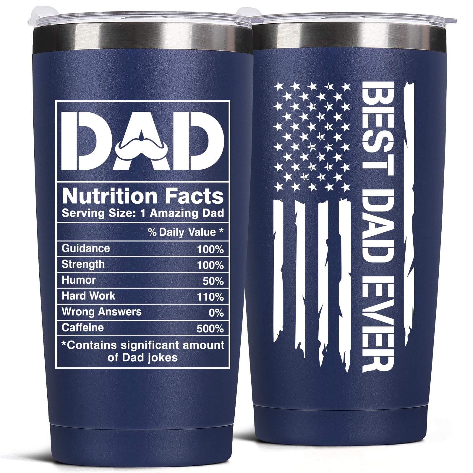 KIKERRO 20oz navy tumbler for Father’s Day gift keeps drinks hot or cold all day